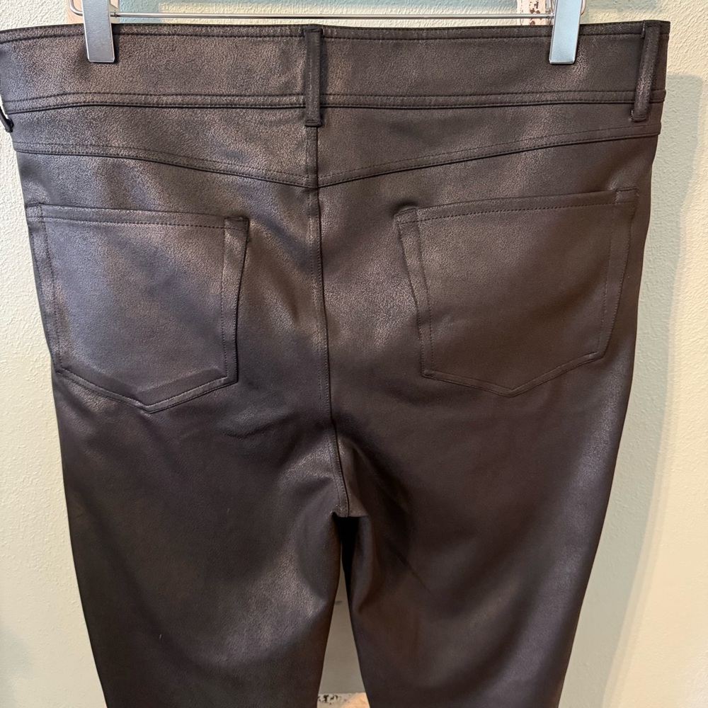 NYDJ Sculpt-Her Faux Leather Sheen Skinny Black Pants Women Size 12 - Picture 4 of 12
